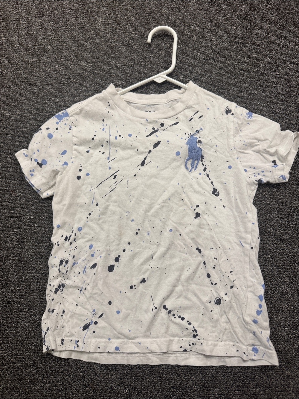 Polo by Ralph Lauren White Tee with Blue & Navy Paint-Splatter